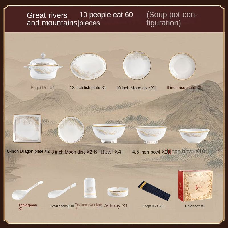 White-60 pcs for 10 People