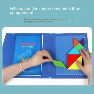 In legno magnetico 3D puzzle game forme geometriche colorate Tangram puzzle giocattolo educativo cervello blocchi di logica libro puzzle - Product Image 5