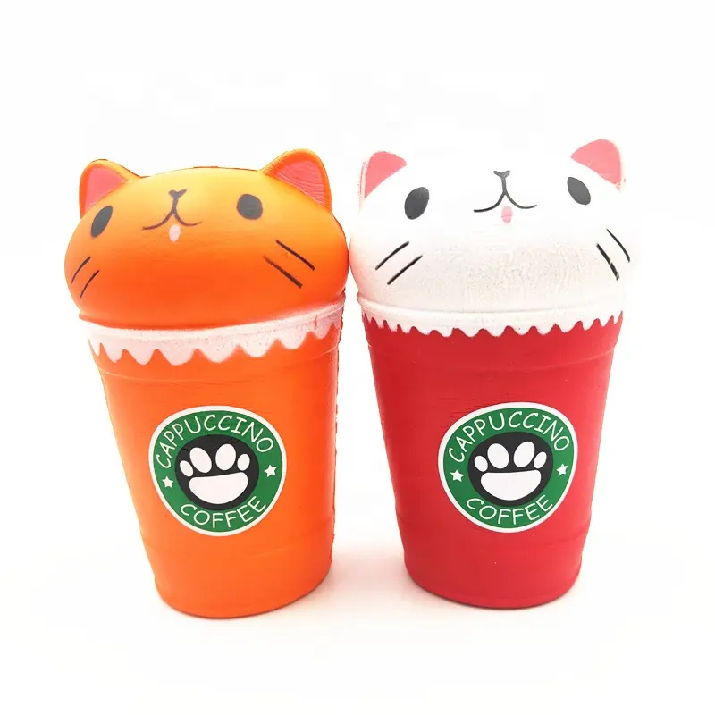 Taza de café de 14 cm para gato, juguete blando de PU, antiestrés, Popular, regalo de colección