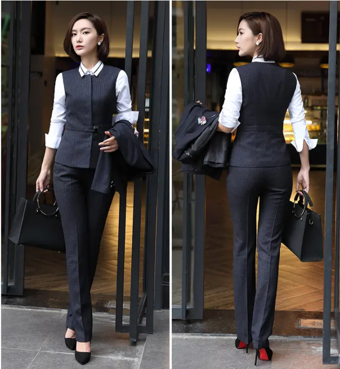 c11738a new fashion work clothes ladies office wear suits 3 piece set for women