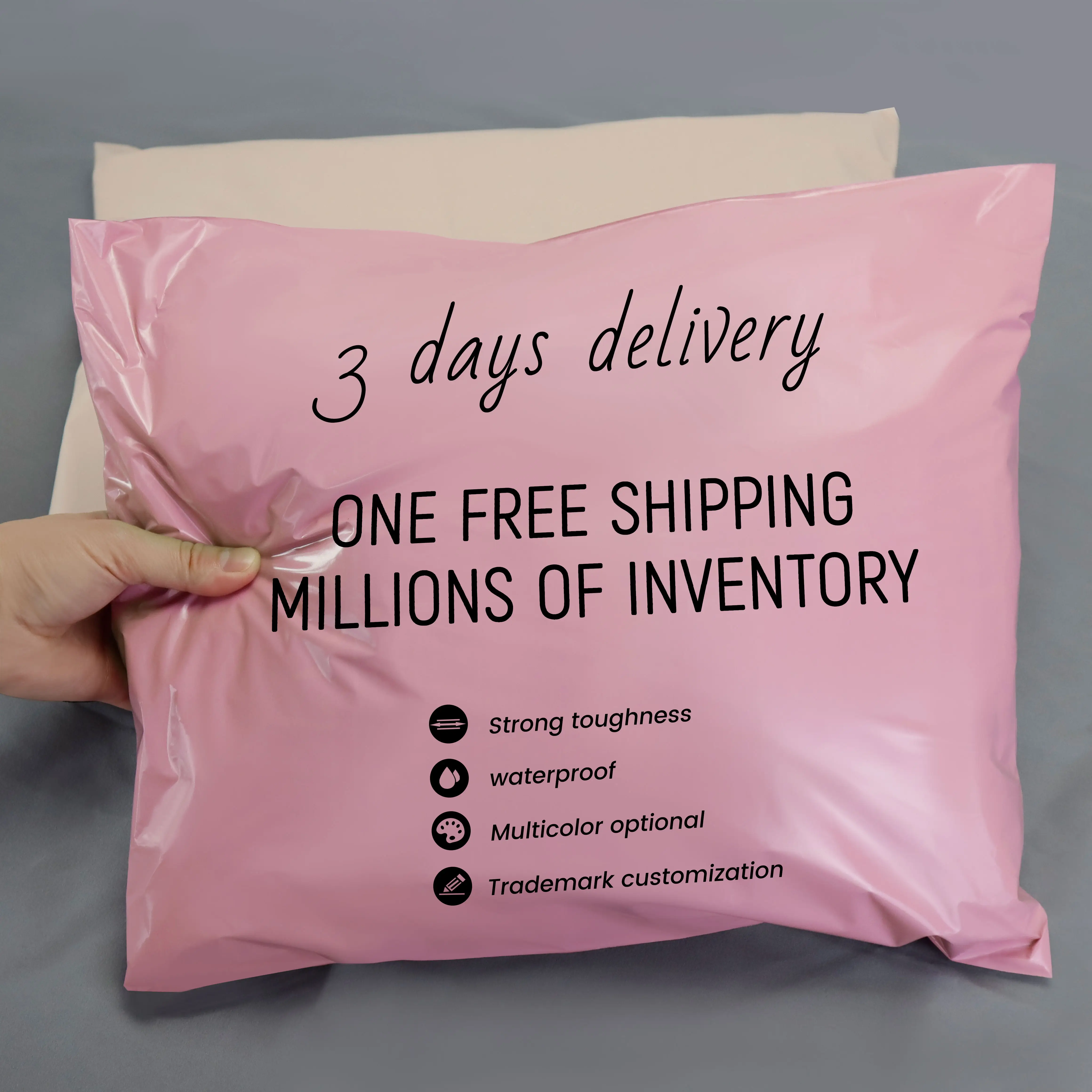 Logotipo impresso personalizado biodegradável, reciclável, bolsa de transporte rosa para roupas