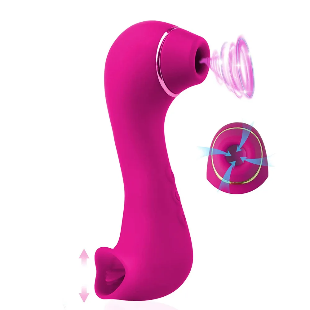 Massageador de mamilo vaginal estimulador de ponto G, brinquedo oral para mulheres e casais, cabeça dupla, vibradores de sucção e lambedura do clitóris