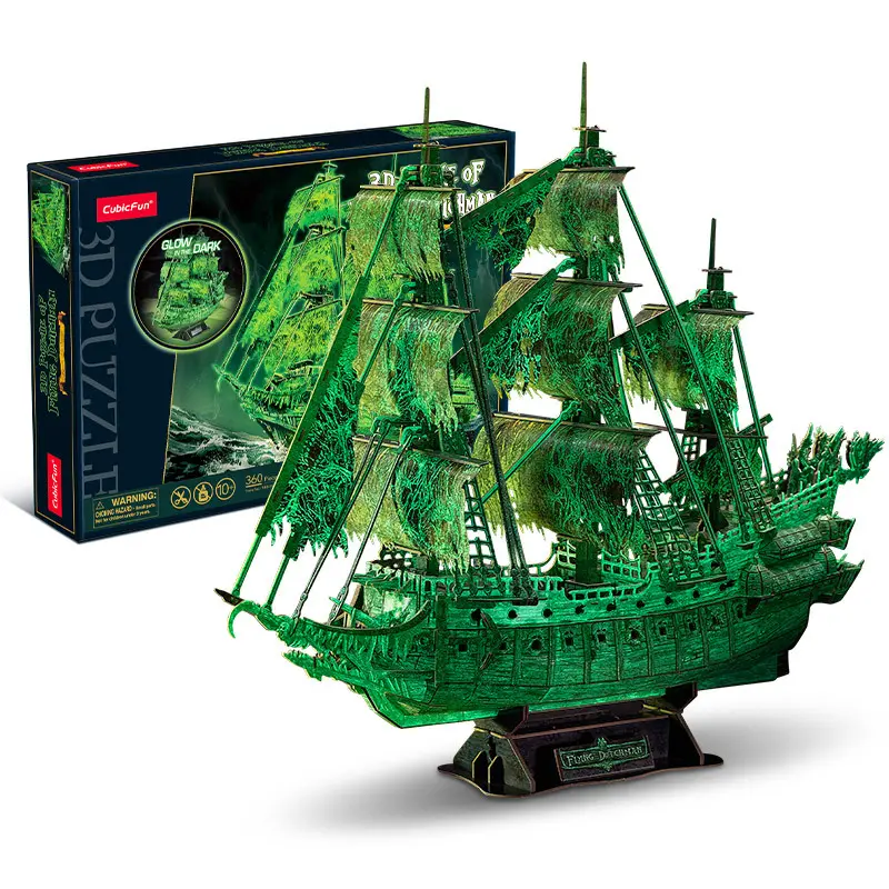Neuheiten Spiel DIY Spielzeug Papier Piraten schiff Modell montiert fluor zierende 3D-Puzzle Der fliegende Holländer für Erwachsene