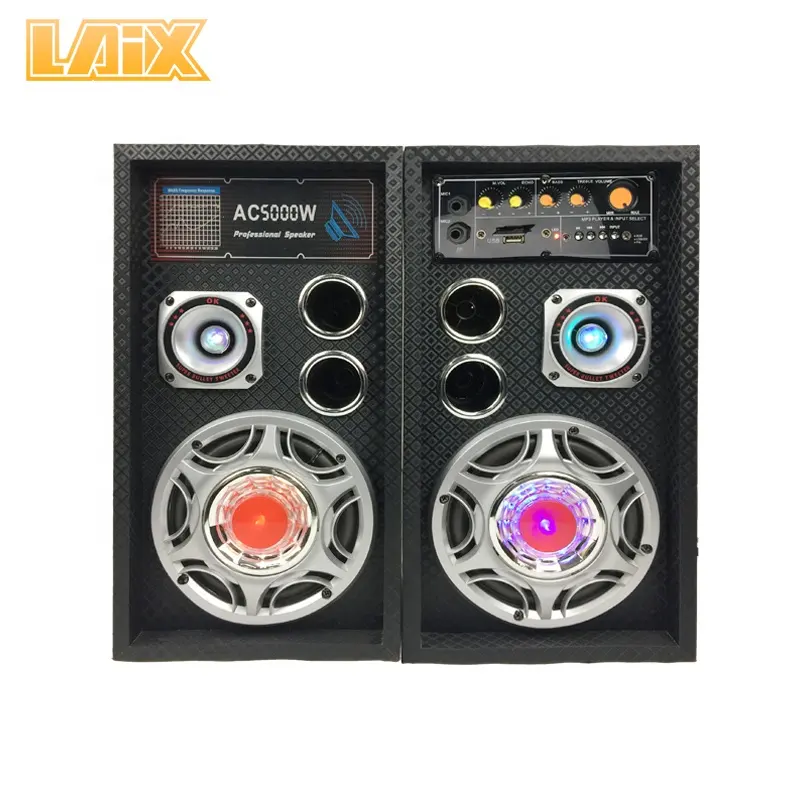 Laix SS-A4 altavoces activos para interiores, 5 pulgadas, Bluetooth 80W, sistema de Audio de graves, caja de madera, Panel de luz LED, altavoz de escenario alimentado