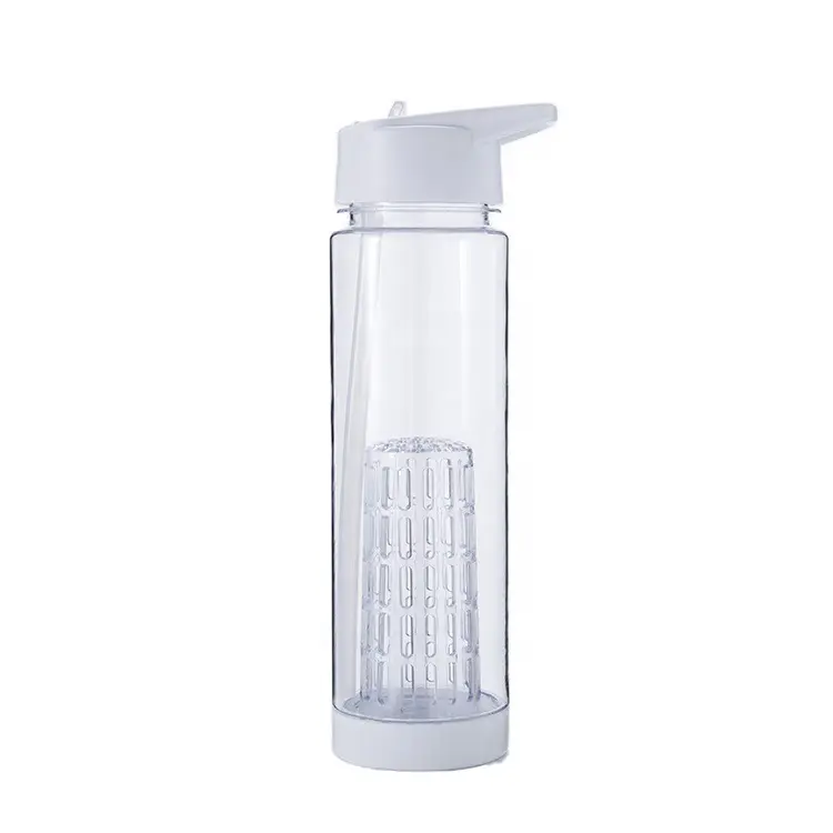 700ml Großhandel Custom Logo Sport Obst Infuser Becher Tritan Kunststoff Transparente Wasser flasche mit Sieb mit Stroh deckel