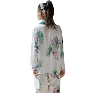 NNR toptan özel gevşek baskı düğmesi aşağı ev giyim pijama seti kadınlar <span class=keywords><strong>2</strong></span> parça uzun kollu uyku