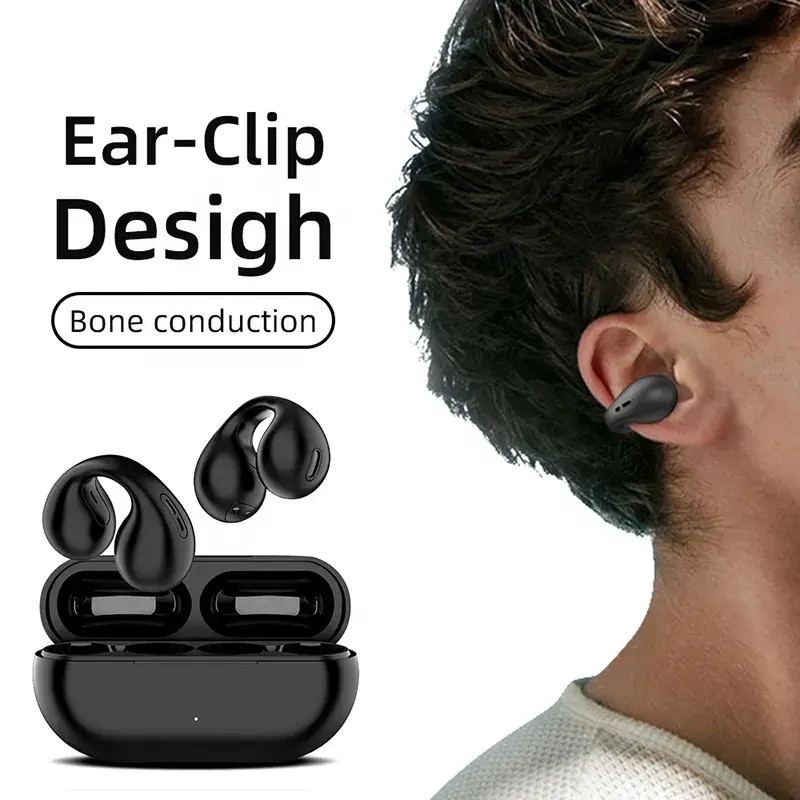 T75 Clip d'oreille BT 5.3 étanche écouteurs sans fil écouteurs 3D Surround stéréo basse oreille ouverte Conduction osseuse casque casque