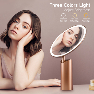 Özel renk masa şarj edilebilir işıklı makyaj aynası yuvarlak Led ışıklı makyaj aynası ışık ile - Product Image 3