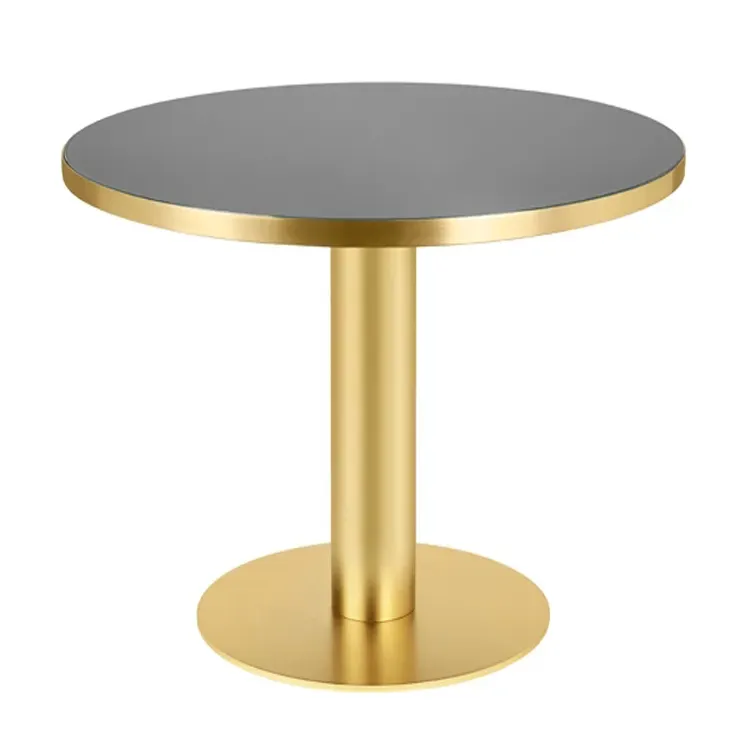 Mesa de mármore artificial polida de ouro redonda personalizada