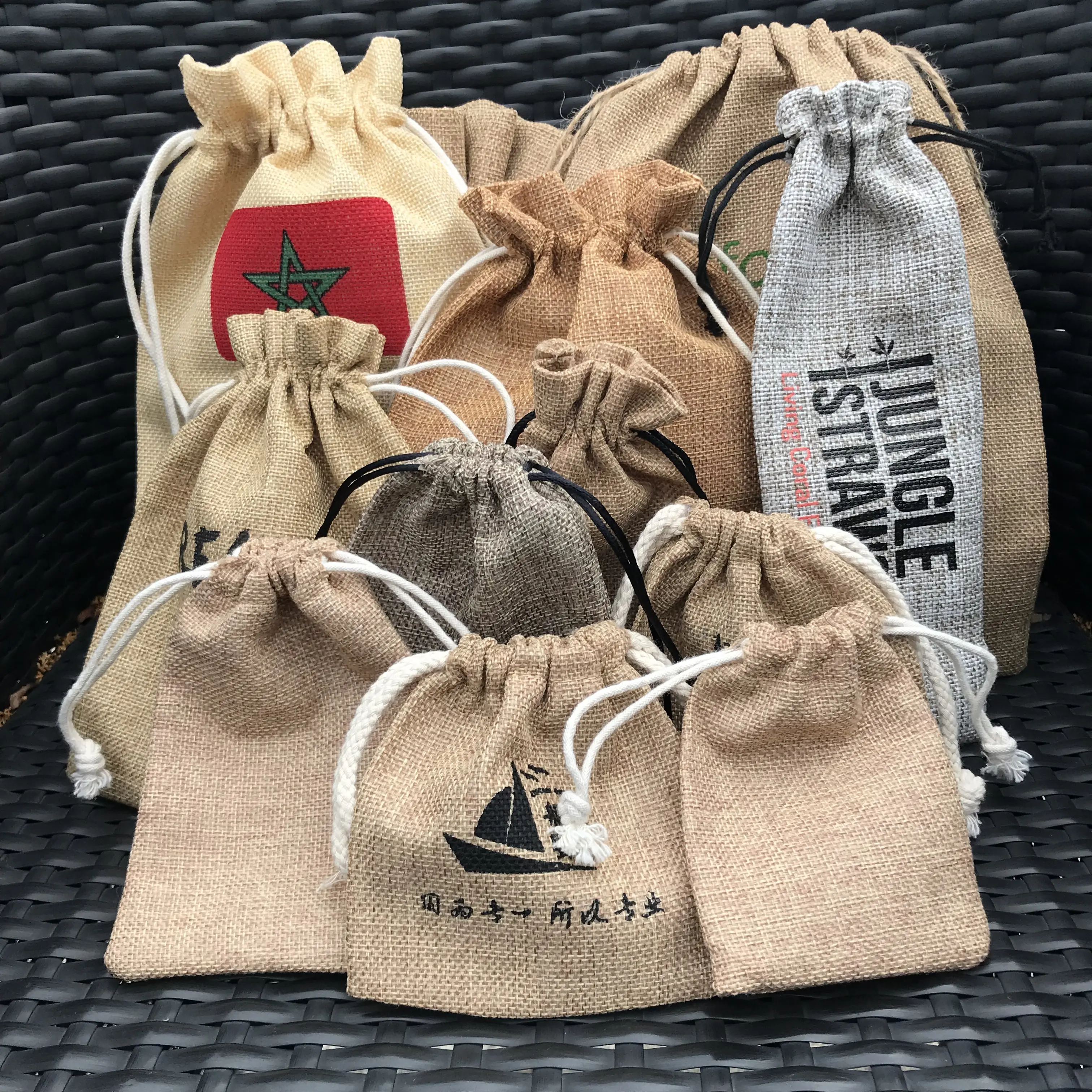 Bolsas de arpillera con cordón, embalaje de sales y granos de café, venta al por mayor