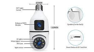 V380 4MP 2MP E27智能灯泡摄像机专用模式无线360 PTZ双镜头安全Wifi，带IP技术网络接入