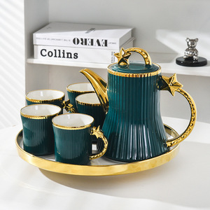 欧式高档咖啡杯茶碟镀金英式13pcs茶具，带立式咖啡和茶 - Product Image 3