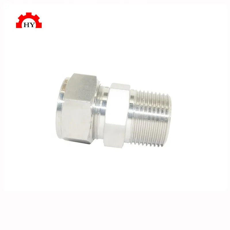 304 stainless steel 1/4 3/8 inch NPT thread compression tube double ferrule male connector