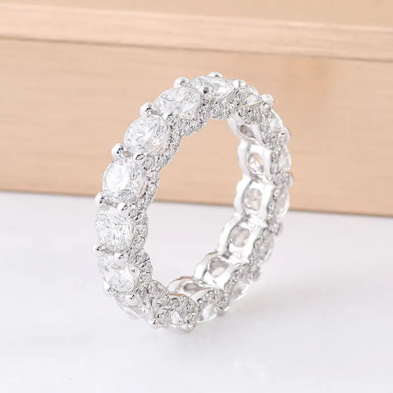 Provence cincin berlian bulat 1 karat kualitas tinggi moissanite cincin tunangan pernikahan abadi cincin emas putih 14k perhiasan wanita