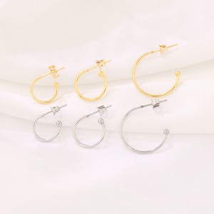 30PCS <strong>C</strong> Shape Stainless Steel Half Circle End <strong>Bead</strong> 2.5MM Wire Open Hoop Earring Stud Charm Basis Earring Hook for DIY Jewlery - Product Image 1