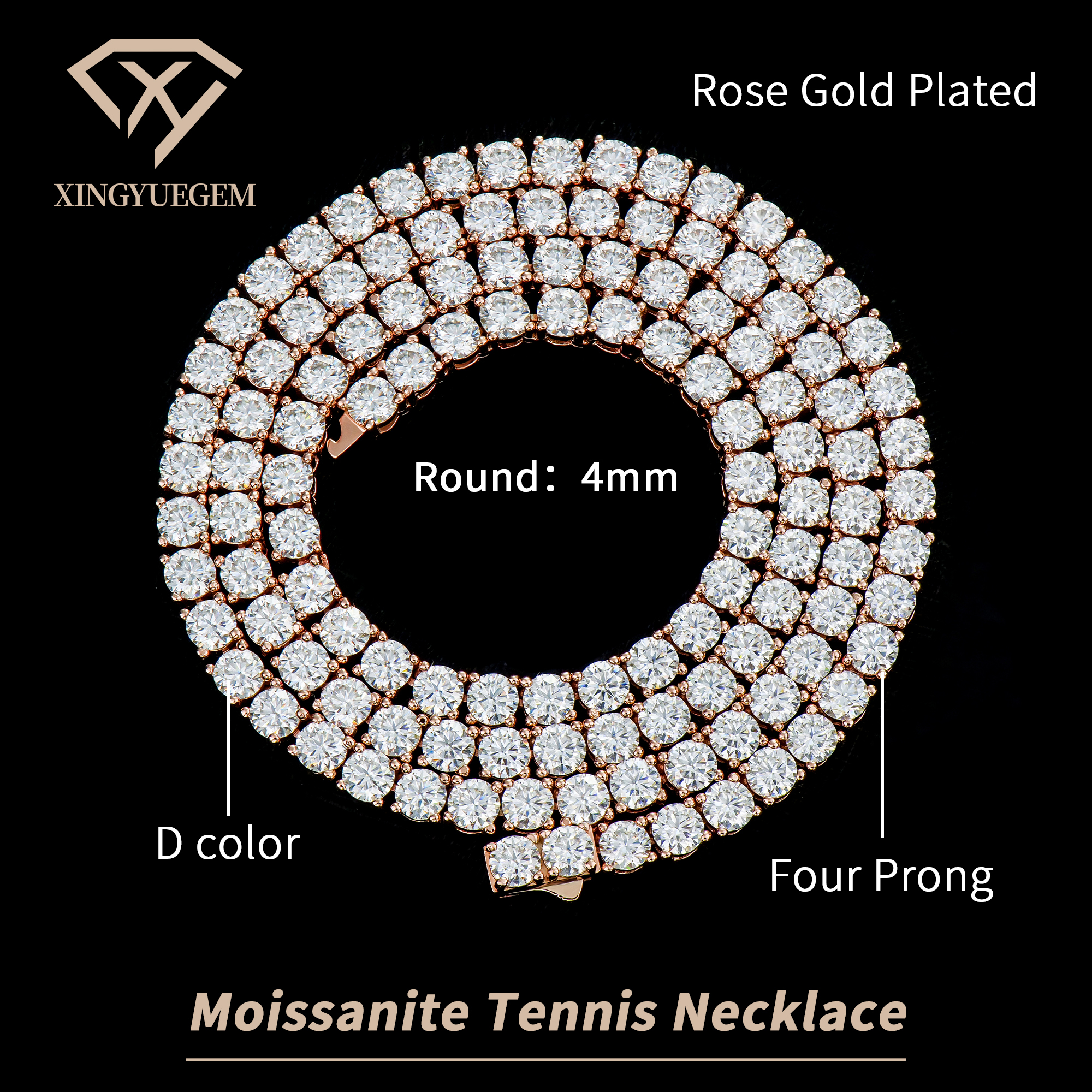 Rose Gold Plated 4mm