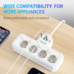 Enchufe de pared multifuncional europeo con interruptor independiente, enchufe estándar, cable de 2M, placa de enchufe USB de múltiples posiciones de 4 orificios y 2 puertos - Product Image 4