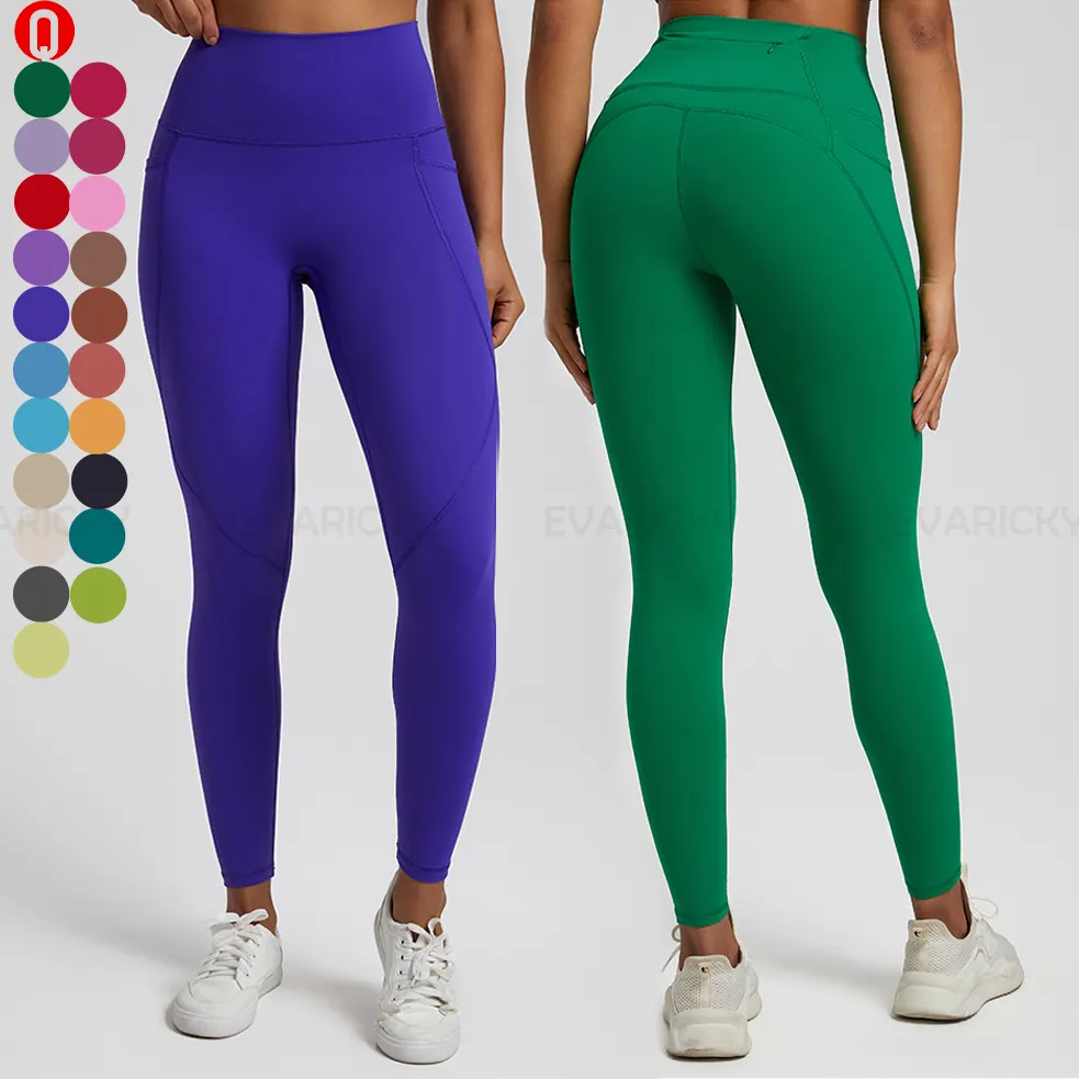 Pantalones de Yoga con bolsillo lateral para mujer, mallas de Yoga con bolsillo interior, diseño de doble bolsillo, sin punta de Camel, para gimnasio, 2023