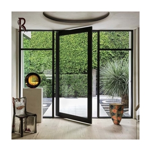 High-End Modern tasarım ağır alüminyum Pivot yalıtım cam kapi özelleştirilmiş ana giriş yükselen katı ahşap fabrika fiyat - Product Image 5