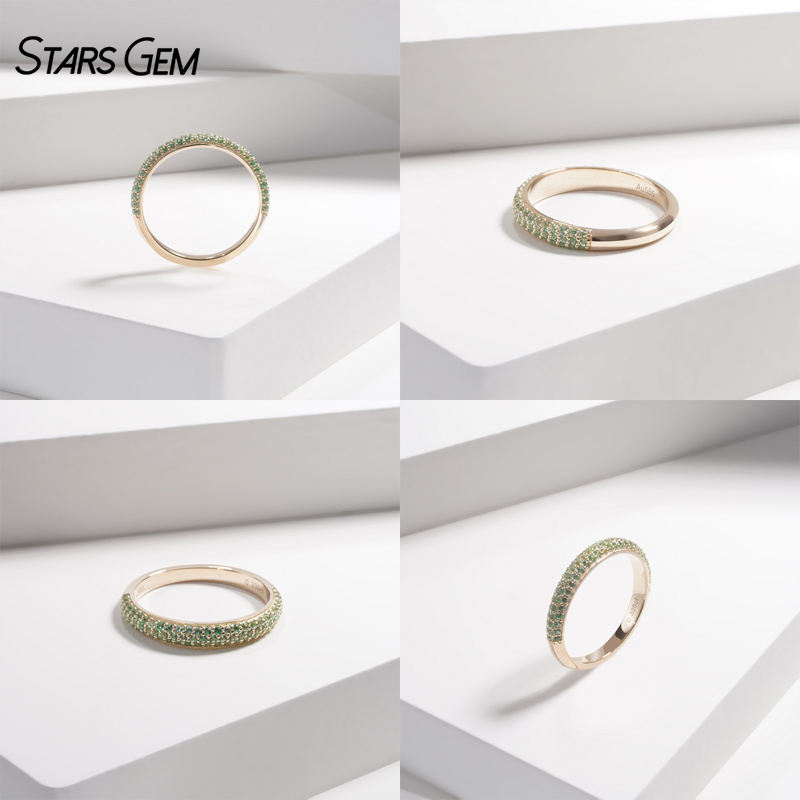 14K Yellow Gold+Lab Emerald