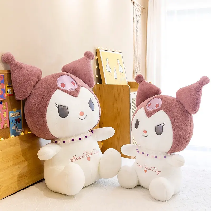40cm Fluffy Sanrioes Kuromi Plush Toys Plush Stuffed PP Cotton Doll Kawaii Anime Soft Dolls Toy Cute Girl Gift For Children