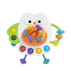 Giocattolo interattivo con coordinazione a mano giocattolo interattivo gufo tirare corda 6 corde Montessori giocattoli educativi precoci con pulsanti di attività - Product Image 1