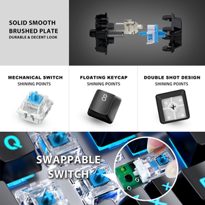 Teclado mecánico para pc, dispositivo retroiluminado rgb con 64 teclas para videojuegos con luz