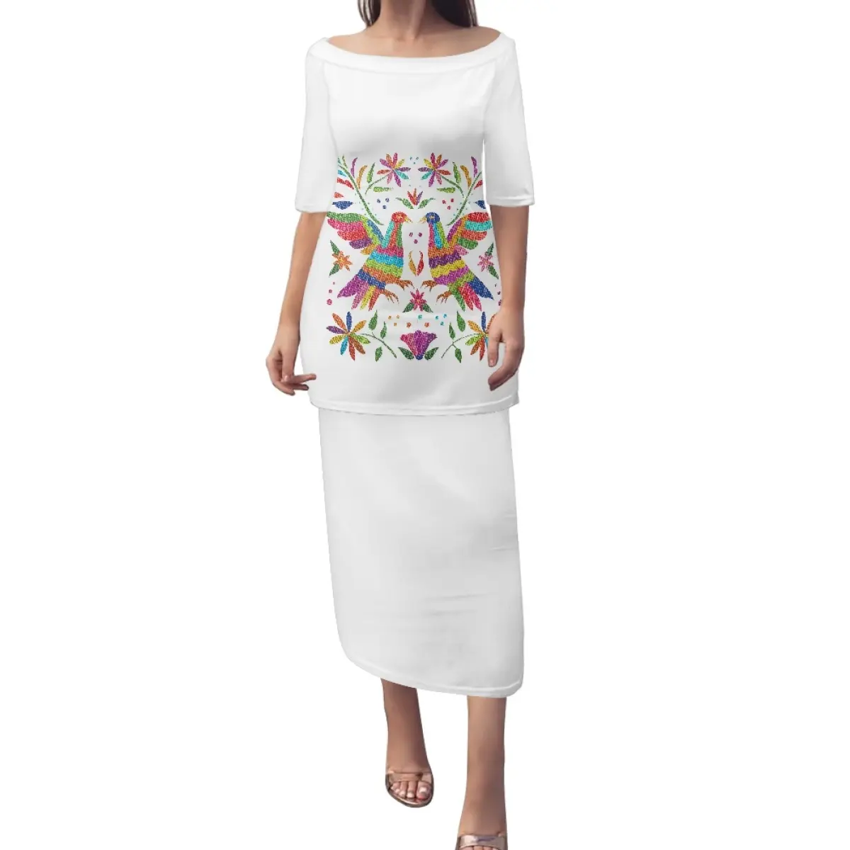 Vestidos de diseño bordado de estilo mejicano para mujer, ropa con estampado de flores, personalizado, su propia imagen, Swing, envío directo