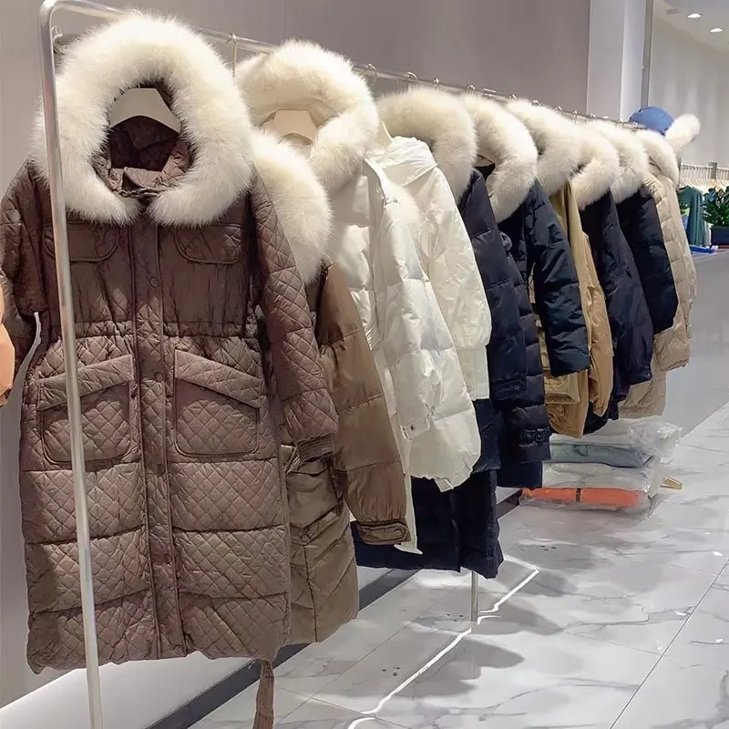 2024 hiver nouveaux vêtements en coton pour femmes dans le col de cheveux longs et veste en coton velours vers le bas veste en coton veste chaude