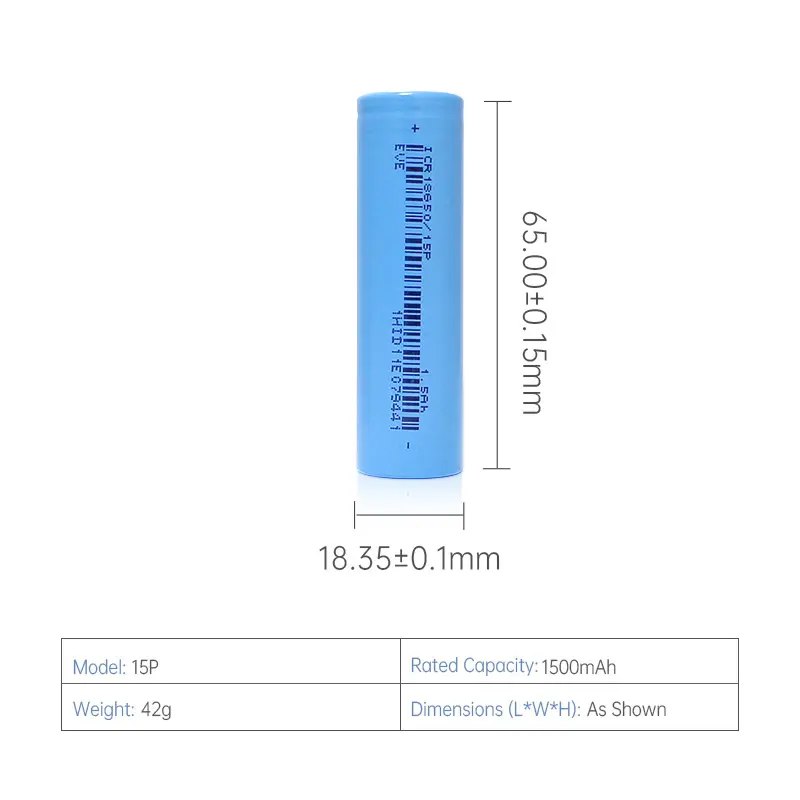 EVE 리튬 18650 15P 배터리 1500mah 18650 1500mah li 이온 3000 mah 배터리 충전식 18650 셀