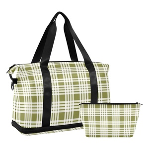 Aloha Hawaiian Palaka Custom Design Nylon Waterproof <strong>Gym</strong> Overnight <strong>Tote</strong> Large Weekender Bag Folding Travel Bag Set for Women