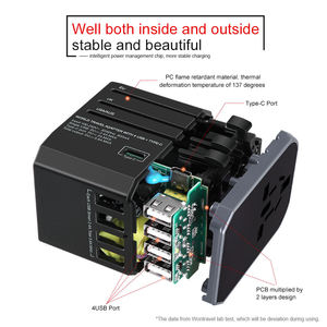 Newest Technology Electrical Plug Socket <strong>USB</strong> Universal <strong>Adapter</strong> Worldwide Charger Type-C Port 4 <strong>USB</strong> Travel <strong>Adapter</strong> - Product Image 6