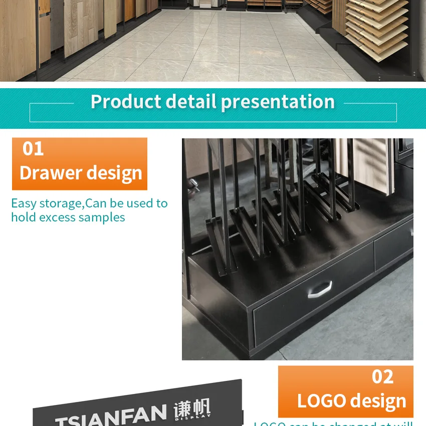 Tsianfan Showroom Solution For Factory Customized Flooring Displays Combination Parquet Oak Wooden Flooring Tile Display Rack