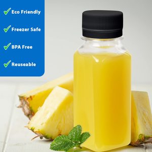 <strong>Mini</strong> 2oz 60ml <strong>Square</strong> Plastic <strong>Bottle</strong> for Cold Pressed Fruit Juices Drink <strong>Bottle</strong> With Plastic Lid - Product Image 3