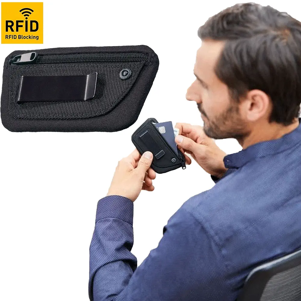 주문 여행 RFID 클립 주머니 신중한 은신처 지갑 RFID 보호를 가진 반대로 추적 지갑 부대 보호 부대