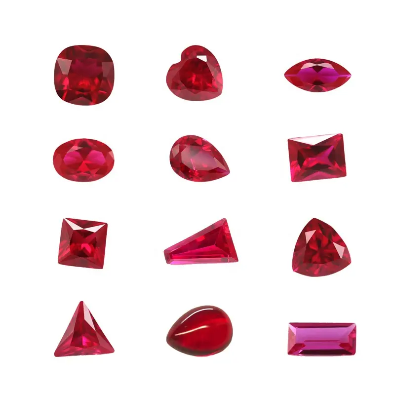 Fabrik Großhandel polierter Edelstein synthetischer Rubin 5 # Fancy Shape Ruby Preise zum Verkaufs preis von Rubi stein