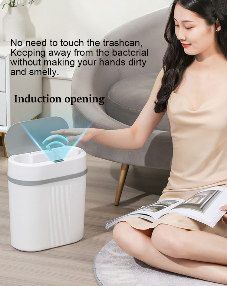 12L sensor trash can europe custom pink homes hotel multi-functional square simple electric smart automation bin/waste with lid