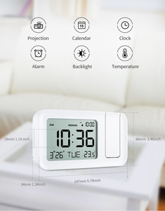 ดิจิตอล LED 180 องศาโปรเจคเตอร์นาฬิกาปลุก Projection วิทยุ FM นาฬิกา - Product Image 6