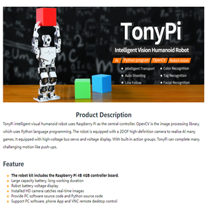 Ahududu Pi 4B Bionic insansı Robot TonyPi nesne izleme akıllı AI görsel tanıma Python programlama öğretim