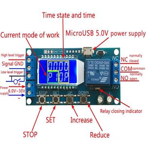 Mikro USB dijital LCD ekran zaman geciktirme rölesi modülü-6-30V kontrol çok fonksiyonlu zamanlayıcı anahtarı tetik döngüsü modülü