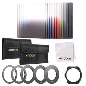 Andoer 13 adet kare degrade tam renkli filtre paketi kiti için filtre tutucu + adaptör halkası ile filtre serisi