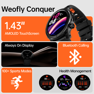 Weofly Conquer funzione Encoder misurazione della pressione sanguigna chiamate vocali Wireless Smartwatch IP68 Display Amoled impermeabile - Product Image 2