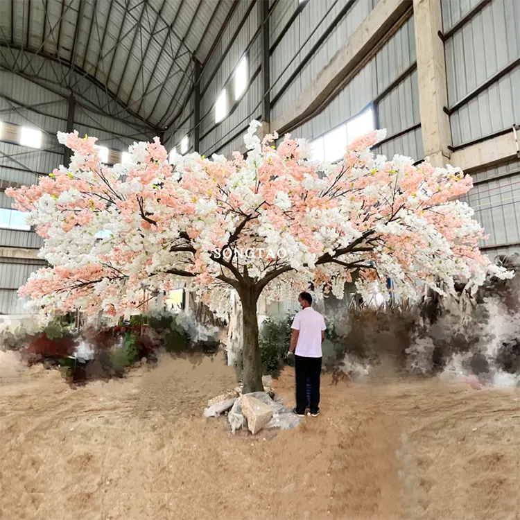 ديكور حفلات زفاف داخلي ياباني 2022, شجرة زهور الكرز الاصطناعية المزينة بأقواس شجرة