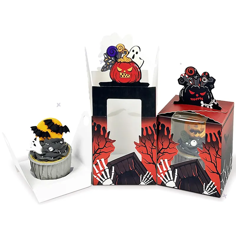 Подарочная коробка для Хэллоуина, контейнер для шоколадных конфет, бумажная еда, упаковка для упаковки тыквы