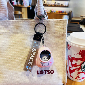 Dễ thương Gấu schoolbag ánh sáng ban đêm Móc Chìa Khóa Túi Mặt dây chuyền Net bầu không khí Màu Đỏ Ánh sáng Móc chìa khóa - Product Image 5