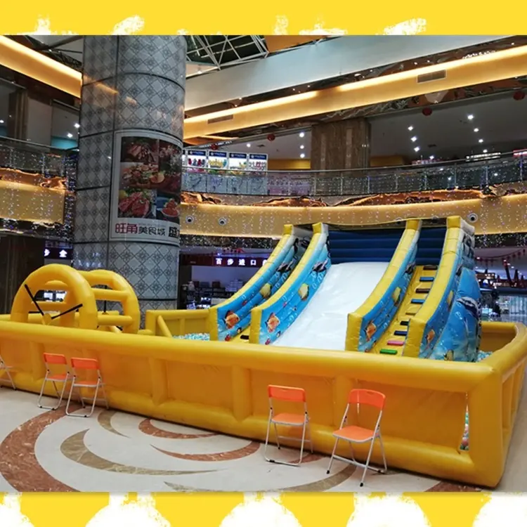 Commercial PVC Portable Ocean Mini Inflatable Water Park With Slide For indoor