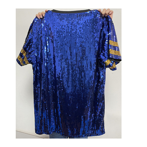 Fabrika toptan pullu T Shirt parti kulübü üst gevşek giysiler pembe yeşil özel rity rity pullu Jersey elbiseler