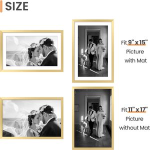 Upsimples 11x14 Picture <strong>Frame</strong> Set of 5, Display Pictures 8x10 with Mat or 11x14 Without Mat, Wall Gallery Photo <strong>Frames</strong>, Black - Product Image 5