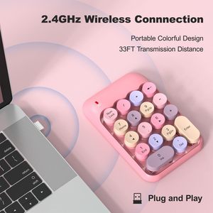 <strong>18</strong>-<strong>Keys</strong> <strong>USB</strong> Wireless <strong>Numeric</strong> Keypad 2.4G Portable Keycap Extensions Pink Numpad for Financial Accounting - Product Image 2