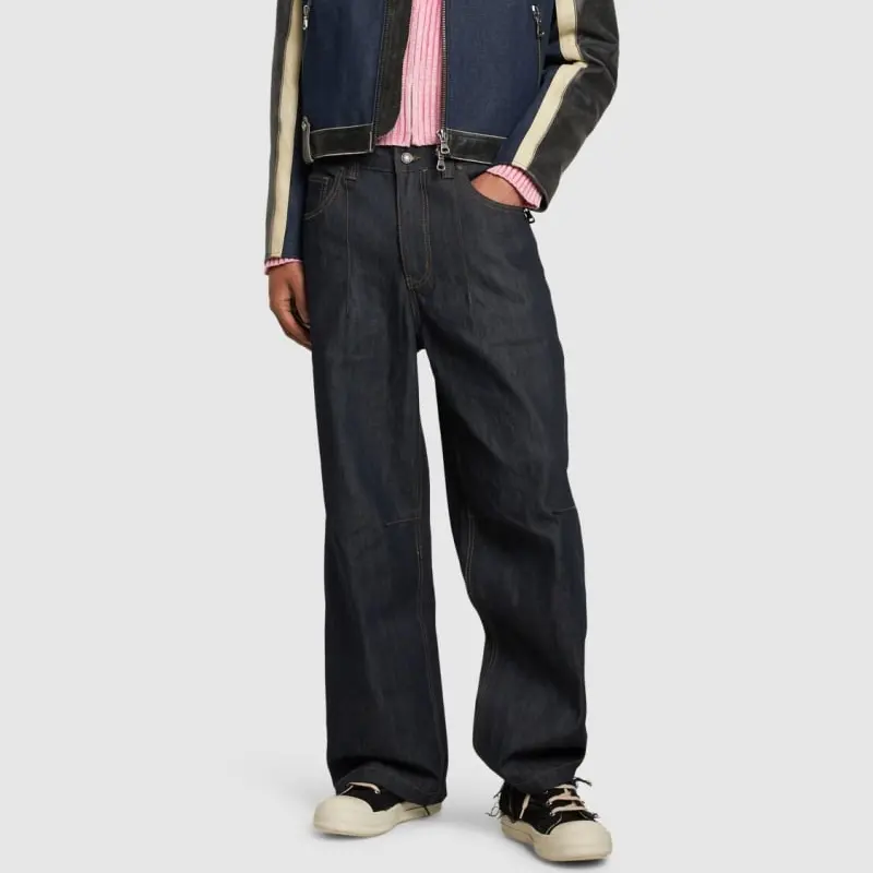 zhuoyang garment Hot Selling Denim Straight Leg Jeans Middle Waist Loose Denim Pants Flip Foot Design Jeans men